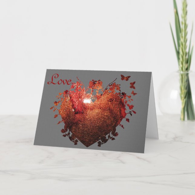 Festiva ¡Creciente Tarjeta De Saludo De Corazón De Amor! (Anverso)
