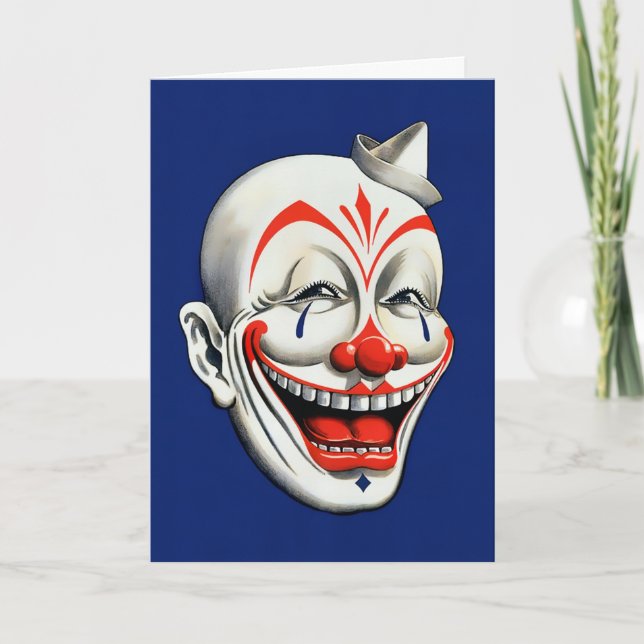 Festiva Creepy Tarjeta de Cumpleaños de Payaso (Anverso)