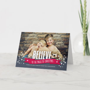 Festiva Creer en la magia de la tarjeta de fotos de Navida