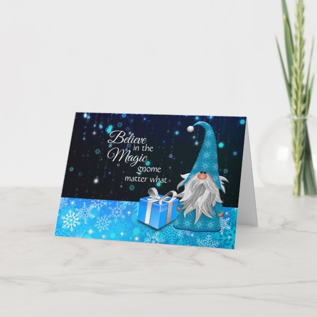Festiva Creer en la tarjeta de Navidades Gnome Mágico (Anverso)