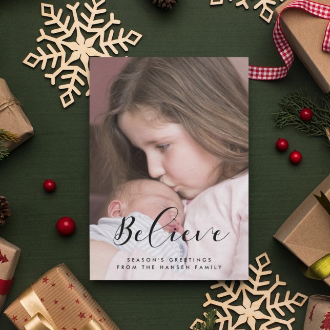 Festiva Creer Tarjeta de Foto Familiar con Caligrafía Eleg (Subido por el creador)