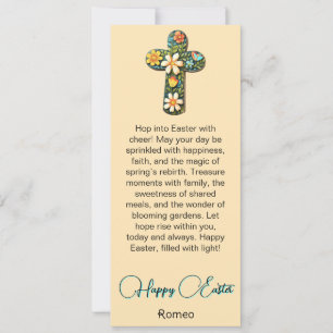 Festiva Cruz Floral de Madera Feliz Tarjeta de Pascua