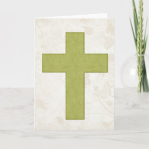 Festiva Cruz Verde 1 Tarjeta de felicitación cristiana en 