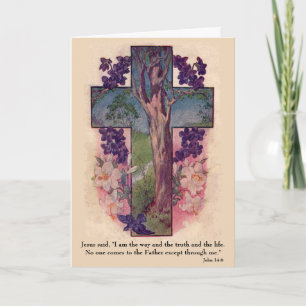 Festiva Cruz y árbol Juan: 14: Tarjeta de felicitación de