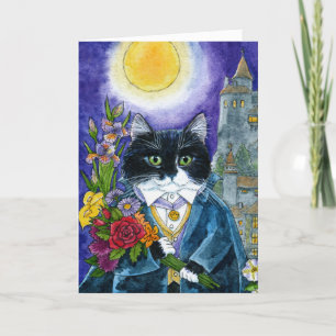 Festiva Cuato gato Nosferatu Drácula tarjeta de halloween