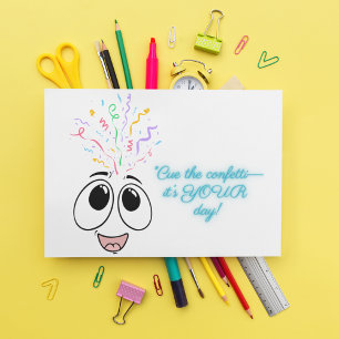 Festiva Cuelga el confeti en la tarjeta de cumpleaños azul