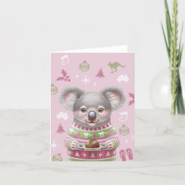 Festiva Cuidada tarjeta australiana de Navidades de animal