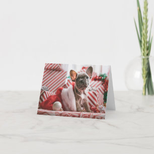 Festiva Cuidada tarjeta de Navidades de Bulldog francesa