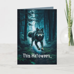 Festiva Cuidado con la tarjeta de Halloween de Luna Llena