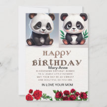 Cuidadosamente panda, tarjeta de cumpleaños escrib