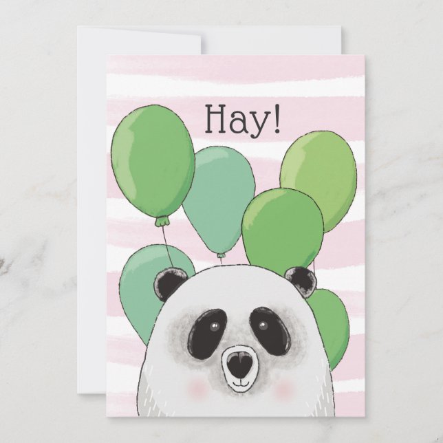 Festiva Cumpleaños. Buen panda. Tarjeta de animales verde  (Anverso)