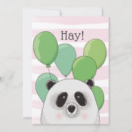Festiva Cumpleaños. Buen panda. Tarjeta de animales verde