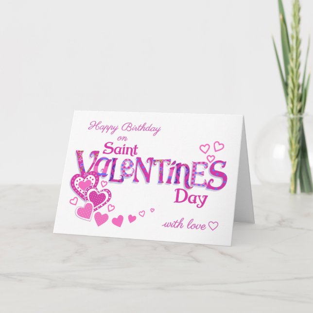 Festiva Cumpleaños con tarjeta de San Valentín de Corazón  (Anverso)