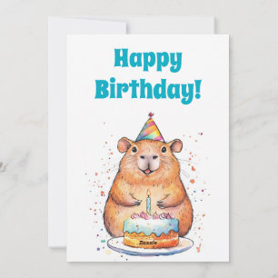 Festiva Cumpleaños de Capybara, tarjeta de vacaciones plan