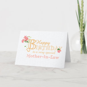 Festiva Cumpleaños de la suegra con tarjeta de flores de C