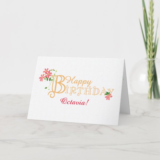 Festiva Cumpleaños de nombre personalizado con tarjeta de  (Anverso)