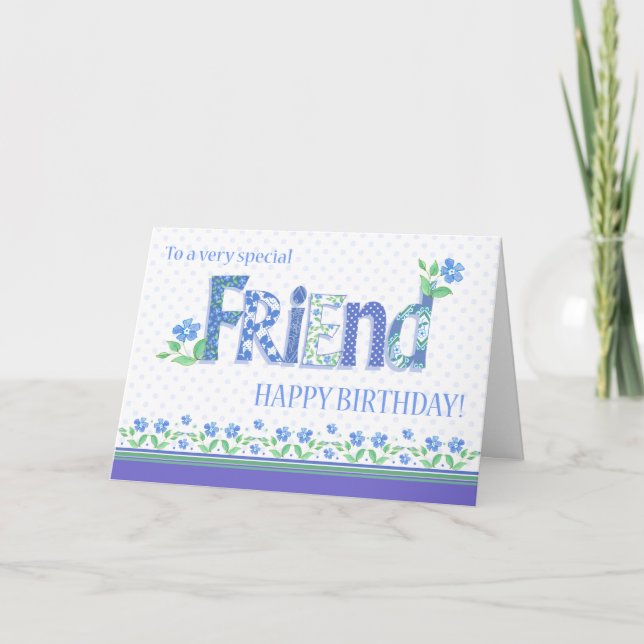 Festiva Cumpleaños de un amigo con tarjeta de flores de pe (Anverso)