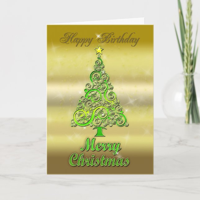 Festiva Cumpleaños en tarjeta mixta de Navidades (Anverso)