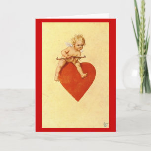 Festiva Cupid en una tarjeta del día de San Valentín del