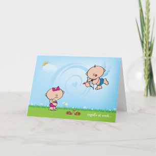 Festiva Cupido con flecha San Valentín Tarjeta de amor