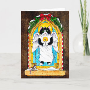 Festiva Cuta gato Navidades de gatito Angel tarjeta de vac