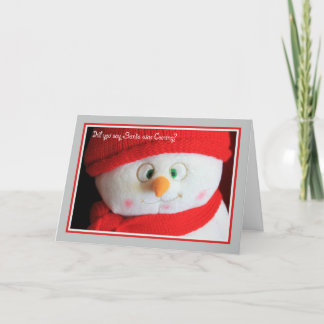 Festiva Cuta tarjeta de Navidades de Snowman