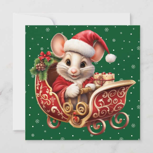 Festiva Cuta tarjeta de ratón navideño (Anverso)