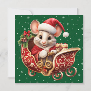 Festiva Cuta tarjeta de ratón navideño