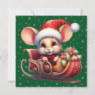 Festiva Cuta tarjeta de ratón navideño