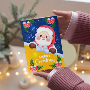 Festiva Cuta tarjeta navideña Santa Merry