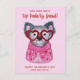 Festiva Cute acuarela Koala Niños tamaño postal Valentine