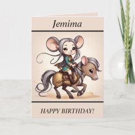 Festiva Cute Chibi Tarjeta de cumpleaños para montar a cab