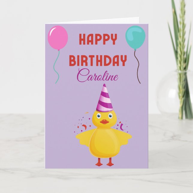 FESTIVA CUTE CHICK FELIZ TARJETA DE CUMPLEAÑOS (Anverso)
