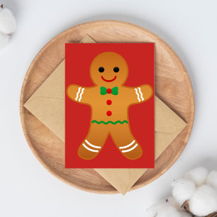 Festiva Cute Gingerbread Man - feliz postal de vacaciones