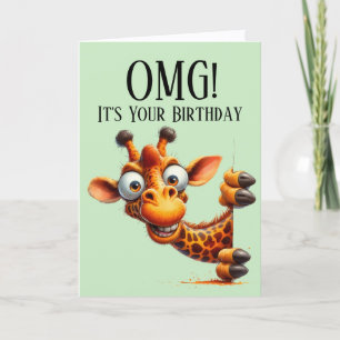 Festiva Cute Giraffe Tema Tarjeta de cumpleaños