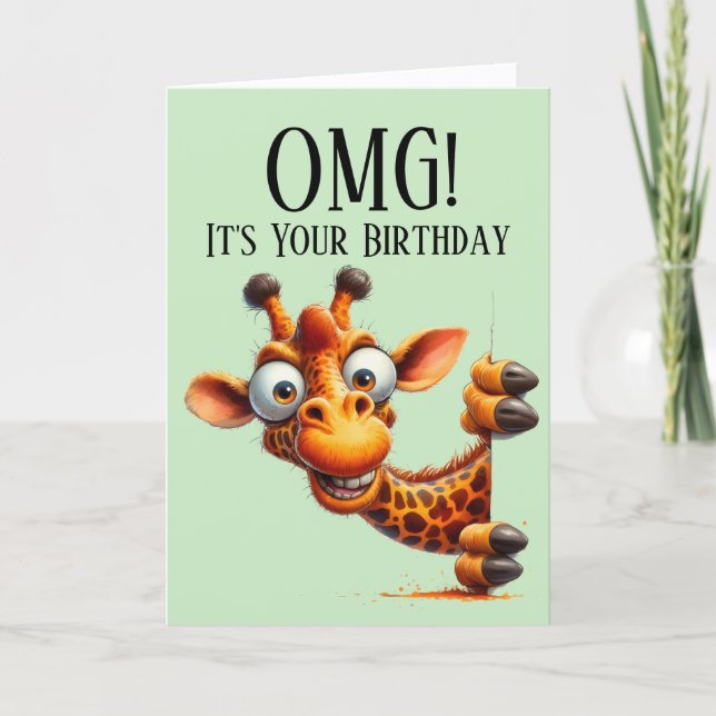 Festiva Cute Giraffe Tema Tarjeta de cumpleaños (Anverso)