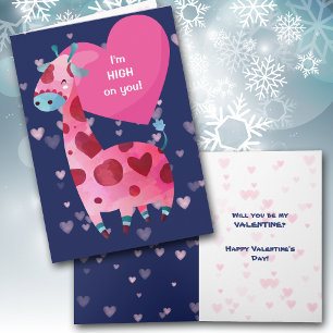 Festiva Cute jirafa alta en tu tarjeta de San Valentín