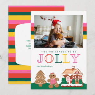 Festiva Cute Jolly Gingerbread Tarjeta de Fotografía de Na
