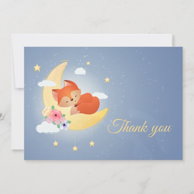 Festiva Cute Little Fox en la tarjeta de agradecimiento de (Anverso)