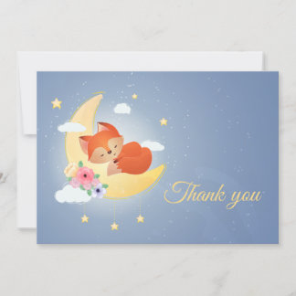 Festiva Cute Little Fox en la tarjeta de agradecimiento de