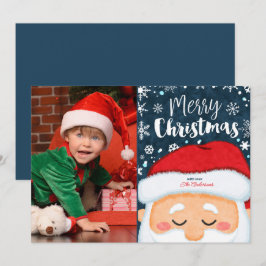 Festiva Cute Navidades de Santa Claus Foto Tarjeta de Salu