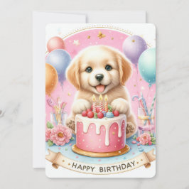 Festiva Cute Pastel Puppy Labrador - Tarjeta de cumpleaños