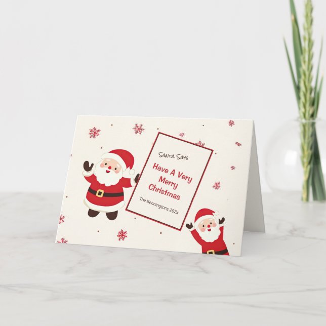 Festiva Cute Retro Navidades Santa Tarjeta de vacaciones p (Anverso)