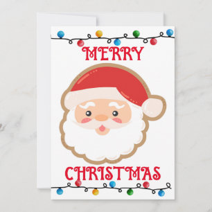 Festiva Cute Santa Merry Christmas Blanc Tarjeta interna
