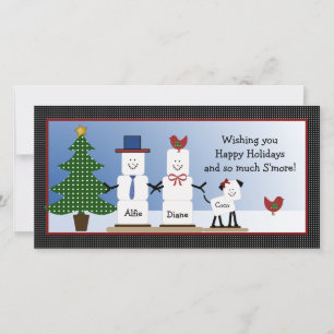 Festiva Cute S'mores Couple con tarjeta de Navidades de pe