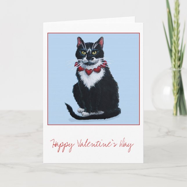 Festiva Cute tarjeta de saludo de gato de San Valentín (Anverso)