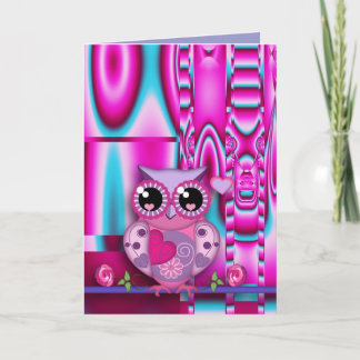 Festiva Cute tarjeta de San Valentín con Lechuza de Amor y
