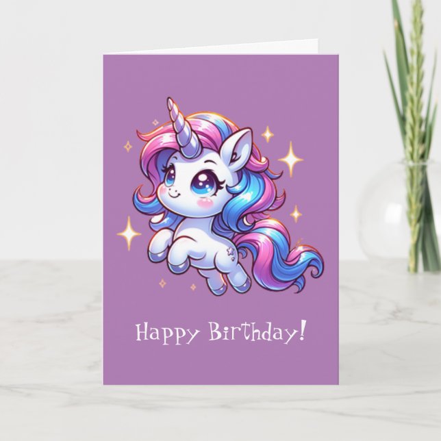 Festiva Cute Unicorn - Tarjeta de cumpleaños feliz (Anverso)