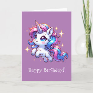 Festiva Cute Unicorn - Tarjeta de cumpleaños feliz