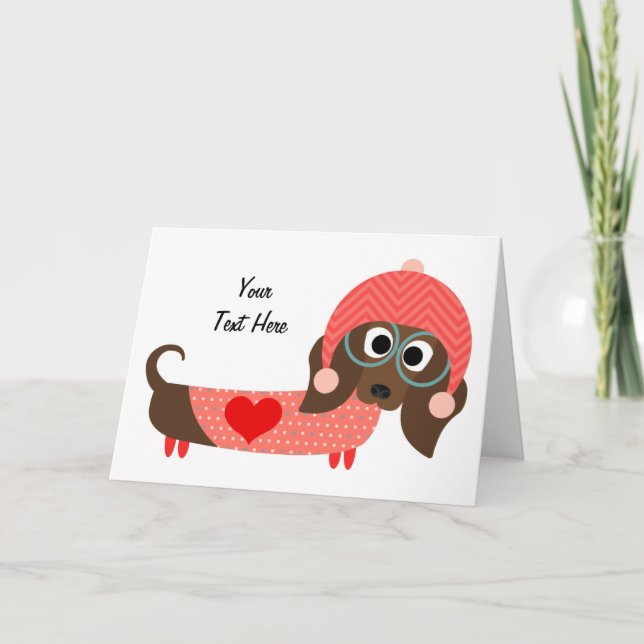 Festiva Dachshund de la tarjeta del día de San Valentín (Anverso)